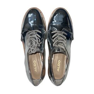 Aldo Silver Metallic Lace Up Open Arch Shoe Size 6
